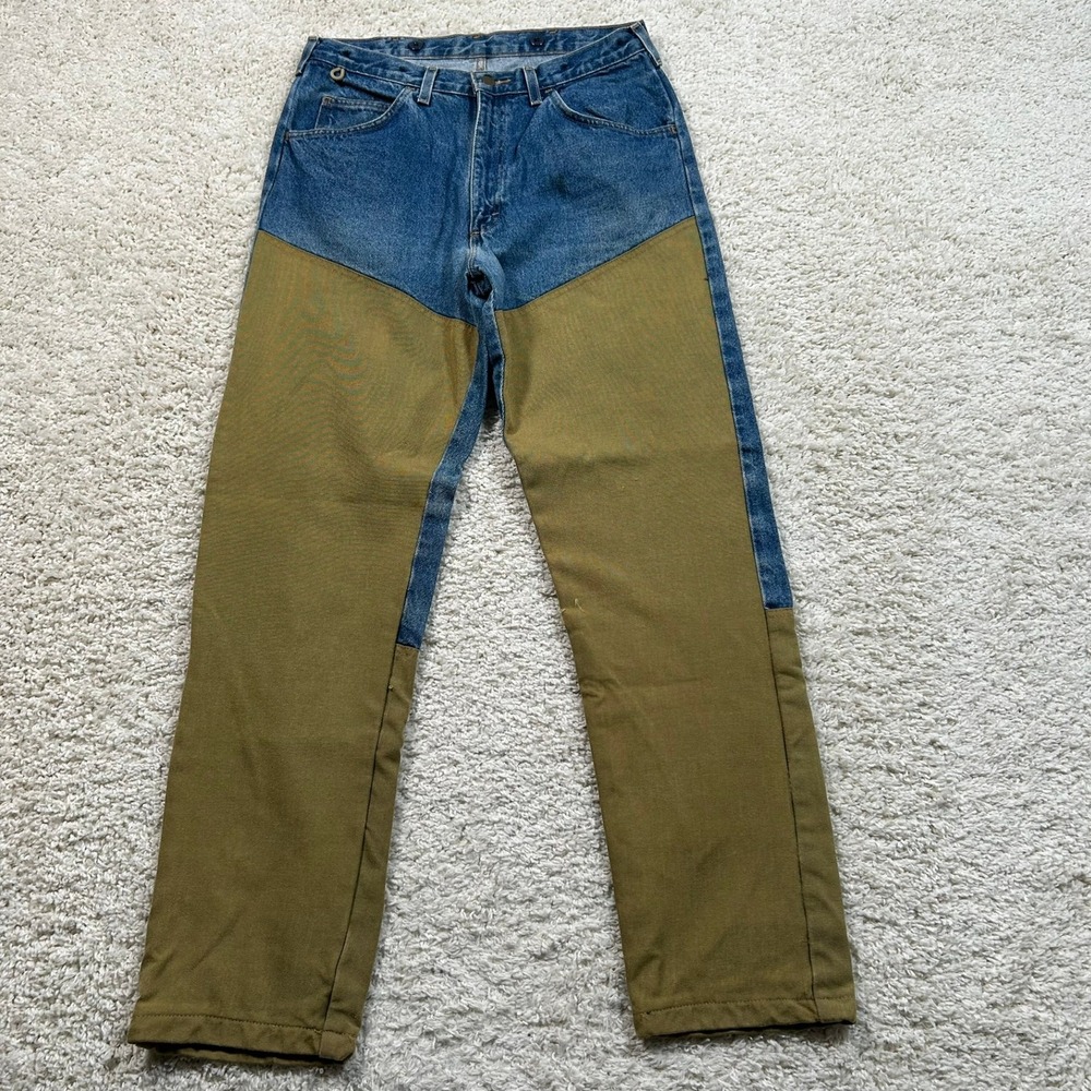 Wrangler Rugged Wear Jeans 34x32 Blue Upland Field Pants Brush Guard Double Knee